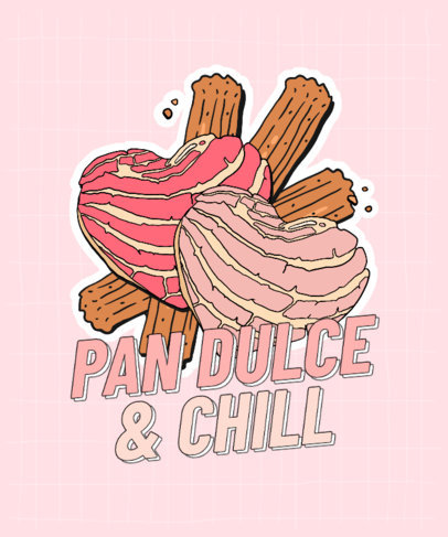 T-Shirt Design Template with a Fun Graphic of Mexican Pan Dulce