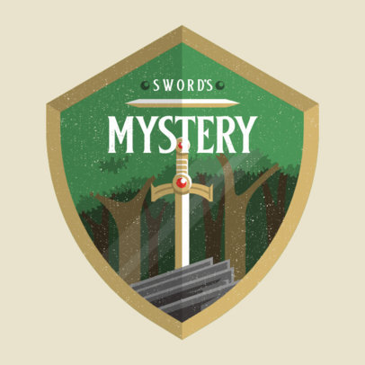 Zelda-Inspired Logo Template Featuring a Shield with a Medieval Sword