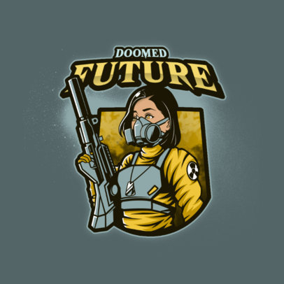 Gaming Logo Maker Featuring a Female Shooter with a Gas Mask