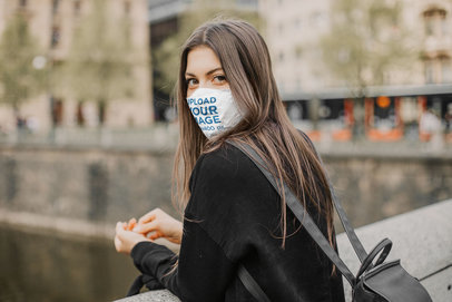 Mockup of a Young Woman Wearing a Face Mask While Posing for the Camera m3903-r-el2