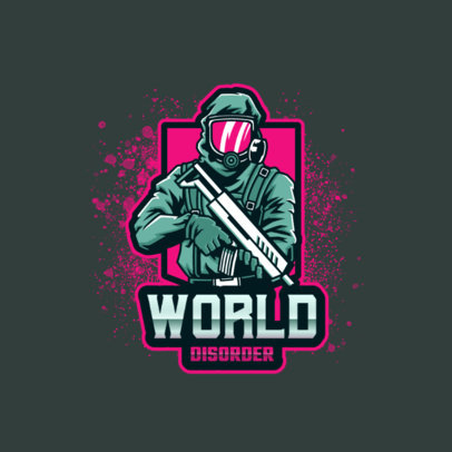 Illustrated Logo Template for Gaming Channels Featuring a Character With a Gas Mask 
