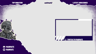 Cool Twitch Overlay Creator for Gamers Featuring a Shooters Theme
