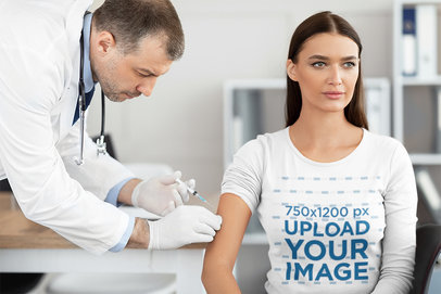 Long Sleeve Tee Mockup of a Woman Getting Vaccinated 44559-r-el2
