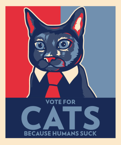T-Shirt Design Template with Funny Animals and a Political Style