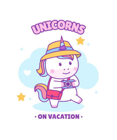 Kid's T-Shirt Design Maker Featuring a Cute Chubby Unicorn Cartoon 3758-el1