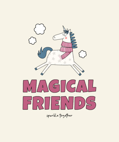 Kids' T-Shirt Design Template with Fun Illustrations of Unicorns 3764-el1