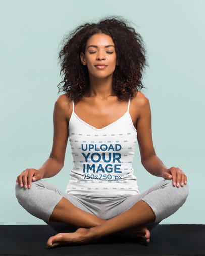 Spaghetti Strap Tank Top Mockup of a Woman Meditating m3494-r-el2
