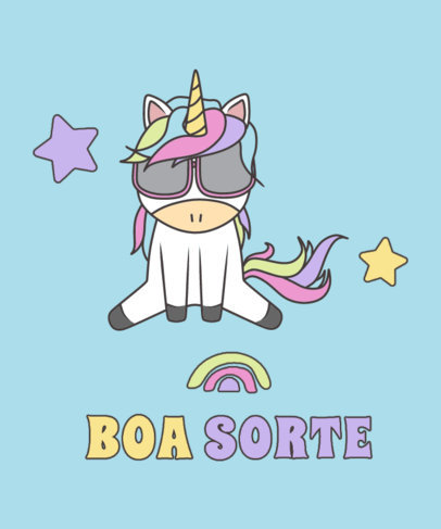 Fun T-Shirt Design Template for Kids Featuring a Lucky Unicorn 3762d-el1