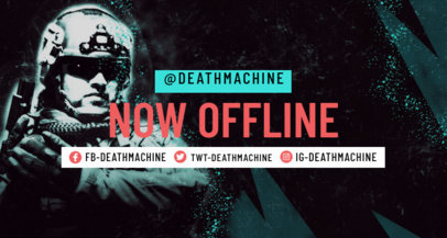 Twitch Banner Design Maker with a War Trooper Graphic