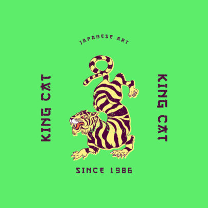 Clothing Brand Logo Creator with an Illustrated Japanese Tiger