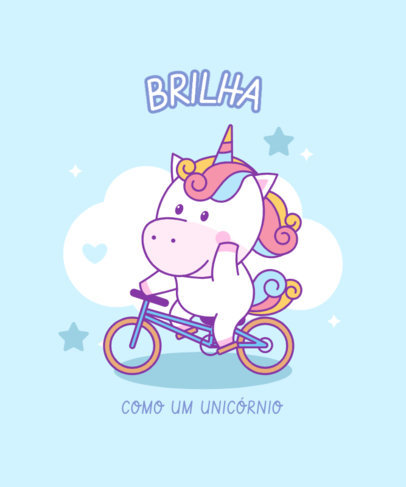 Cute T-Shirt Design Template Featuring a Unicorn Riding a Bike 3758a-el1