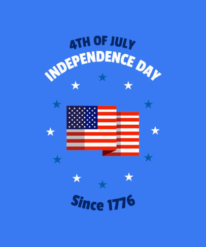 4th of July T-Shirt Design Template with an Icon of the US Flag