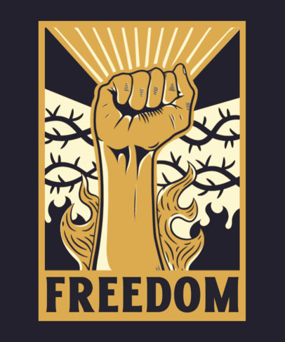 T-Shirt Design Template With a Freedom Message and a Raised Fist Graphic 3560a