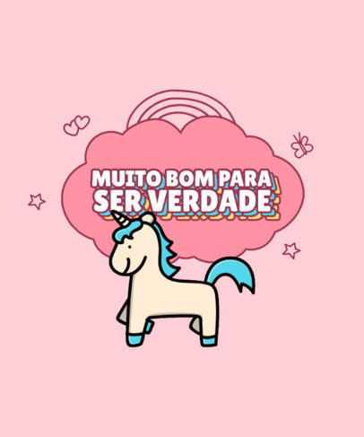 Illustrated T-Shirt Design Template Featuring a Quote and a Happy Unicorn 3760d-el1