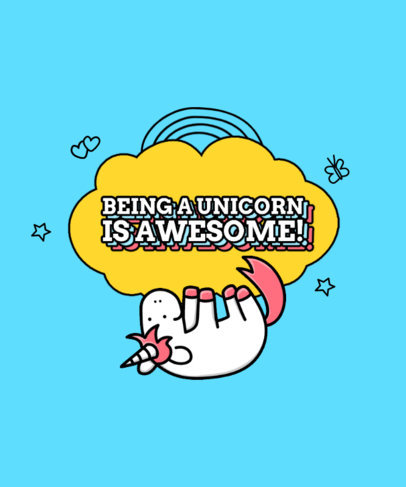 T-Shirt Design Template Featuring an Awesome Unicorn Clipart 3760a-el1