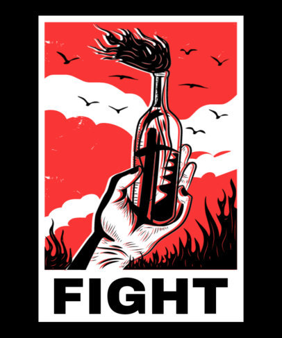 T-Shirt Design Template Featuring Revolution-Themed Graphics 3560d