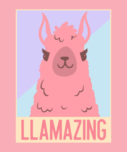 Clever T-Shirt Design Template Featuring a Llama Graphic
