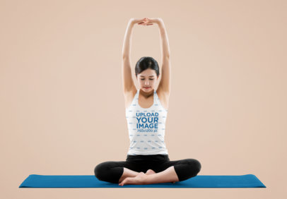 Tank Top Mockup of a Young Woman Relaxing While Doing a Yoga Pose M3968-r-el2