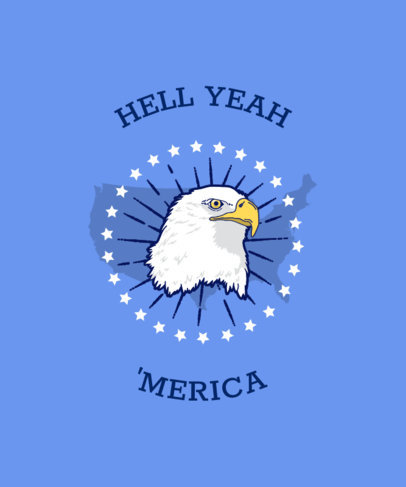 Patriotic T-Shirt Design Template Featuring a Bald Eagle Icon