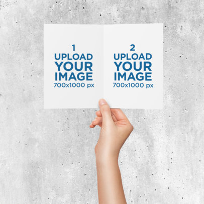 Mockup of a Woman Holding a Greeting Card