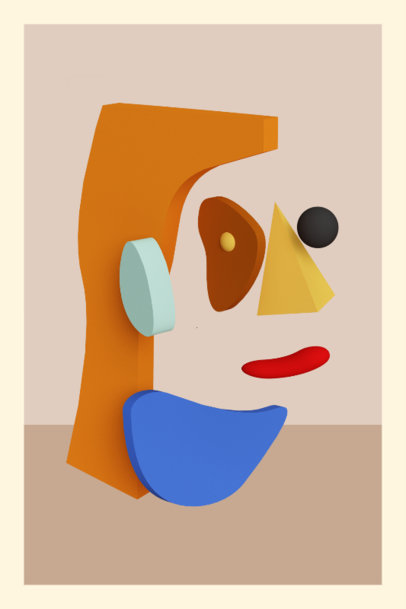 Art Print Design Template Featuring Abstract 3D Shapes