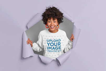 Sweatshirt Mockup Featuring a Surprised Woman 