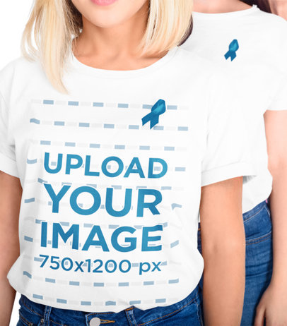 Cancer Awareness-Themed Mockup of a Woman Wearing a T-Shirt m3437-r-el2