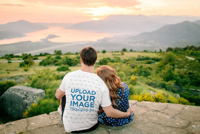 Back-View Tee Mockup of a Man with His Girlfriend at an Archeological Site M3987-r-el2