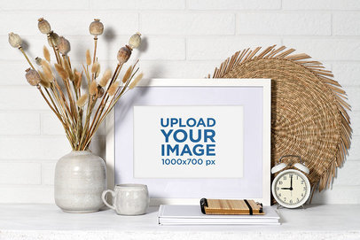 Art Print Mockup Featuring Wheat Home Decor Items