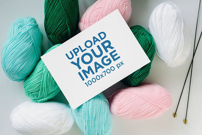 Horizontal Flyer Mockup Featuring Colorful Cotton Yarns m3807-r-el2