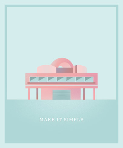 T-Shirt Design Template Featuring a Modernist-Styled Building 3581d