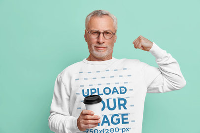 Sweatshirt Mockup Featuring a Senior Man With Glasses 