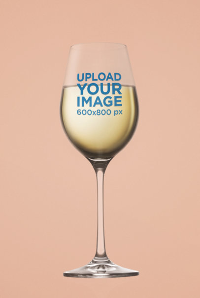 Mockup of a Wine Glass Standing Against a Customizable Background