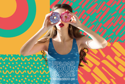 Fun Swimsuit Mockup of a Woman with an Illustrated Background m5948-r-el2