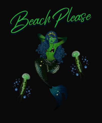 Summer T-Shirt Design Creator Featuring an Abyssal Mermaid