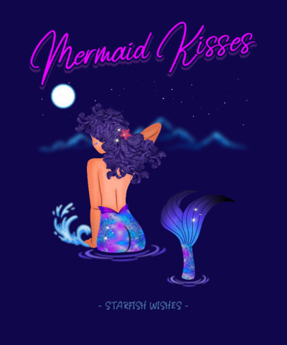 Trendy T-Shirt Design Template Featuring a Beautiful Mermaid