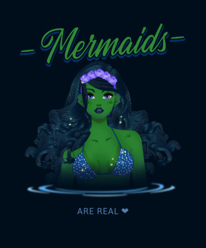 Cool T-Shirt Design Creator with a Mermaid-Themed Illustration