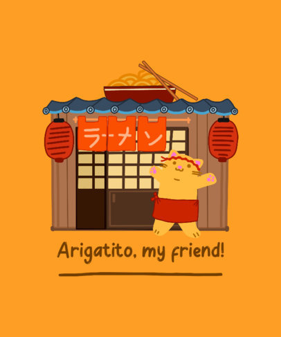 T-Shirt Design Template with a Japanese Storefront Illustration 3572a