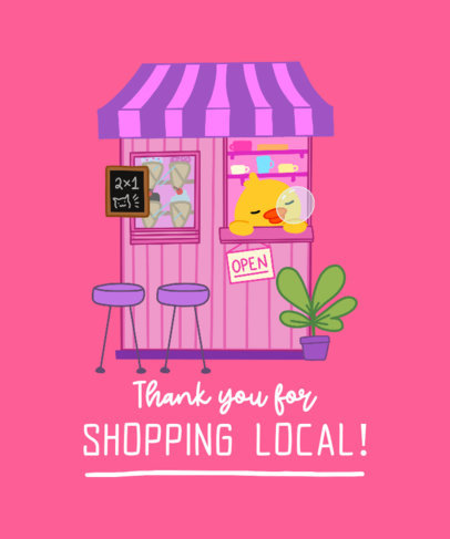 T-Shirt Design Template with a Colorful Storefront Illustration 3572c