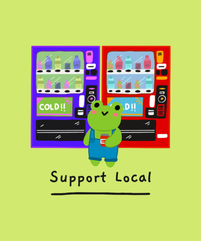 T-Shirt Design Template with a Storefront Graphic for a Shop Local Campaign 3572d