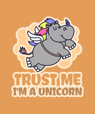 Funny T-Shirt Design Template Featuring a Flying Rhino Cartoon 3576a