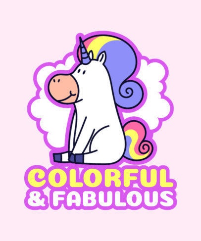 Cartoonish T-Shirt Design Template Featuring a Fabulous Unicorn Clipart 3576d