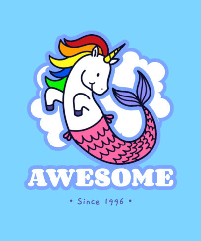 T-Shirt Design Maker Featuring a Mermaid Unicorn Illustration 