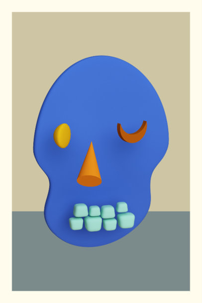 Colorful Art Print Generator Featuring an Abstract 3D Skull