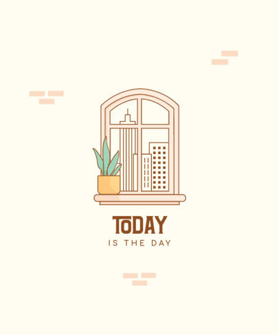 T-Shirt Design Template Featuring Window Illustrations