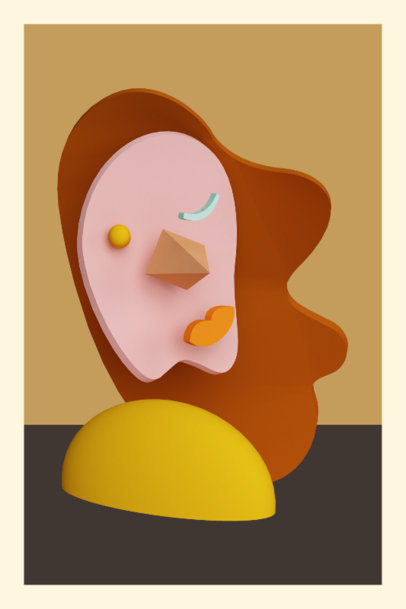 Abstract Art print Creator Featuring a 3D Face