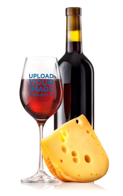 Wine Glass Mockup Featuring a Slice of Cheese
