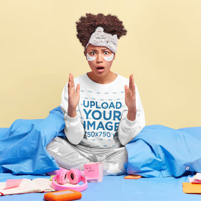 Pajamas Mockup Featuring a Surprised Woman Wearing a Sweatshirt m3636-r-el2