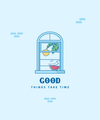 T-Shirt Design Maker Featuring an Illustrated Window with a Calm View