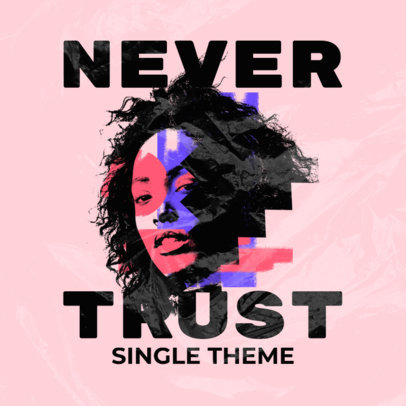 Alternative Music Album Cover Template Featuring a Portrait and Colorful Patterns